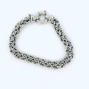 Vintage Estate Sterling Silver 925 Byzantine Chain Bracelet 7" Men Women 14.4g